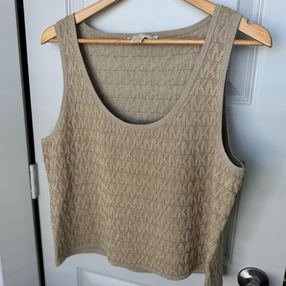 Michael Kors Tops - Michael Kors Women’s Metallic Gold Jacquard Sleeveless Tank Top Size XL